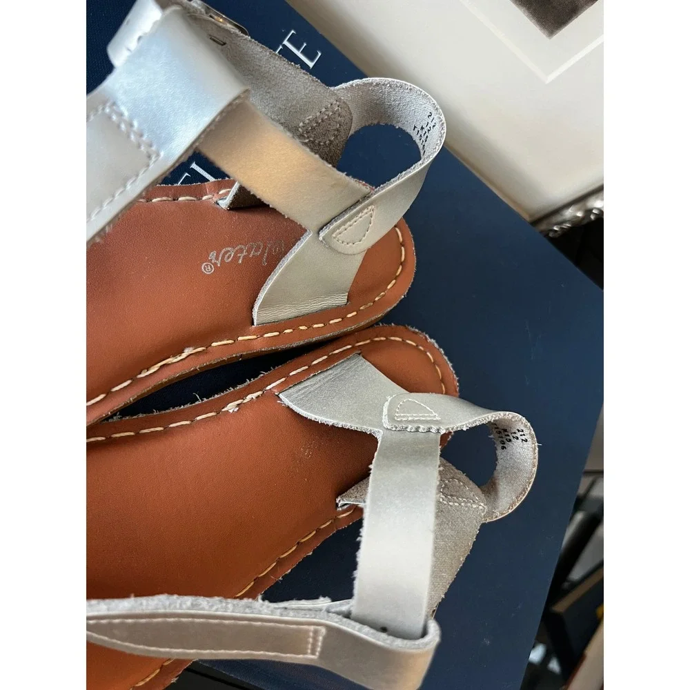 Salt Water Surfer Sandals‎ Kids Size 12 Silver Leather Waterproof